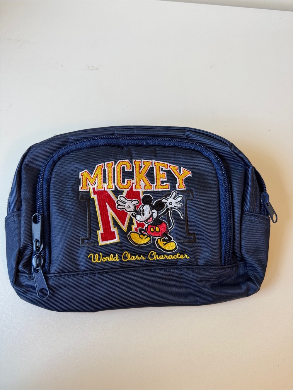 Disney Mickey Navy Belt Bag Crossbody - Embroidered Character Design